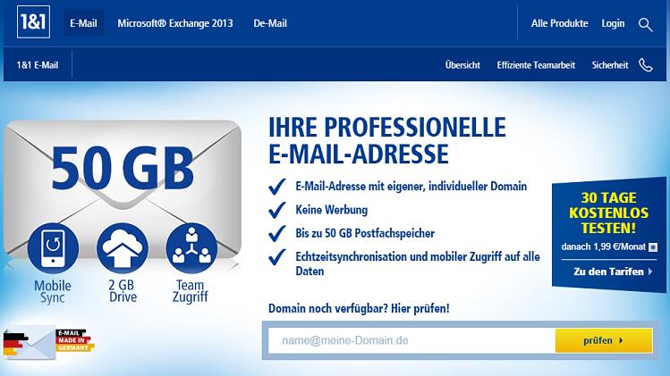 1und1 E-Mail-Adresse