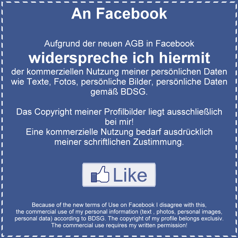 Bild: Facebook Nutzungsbedingungen widersprechen