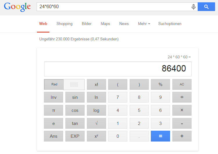 Google Taschenrechner