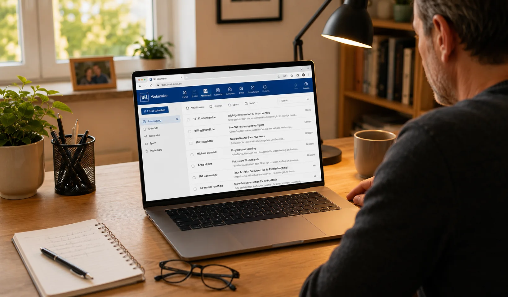 1&1 Webmailer - Login und E-Mail als Startseite