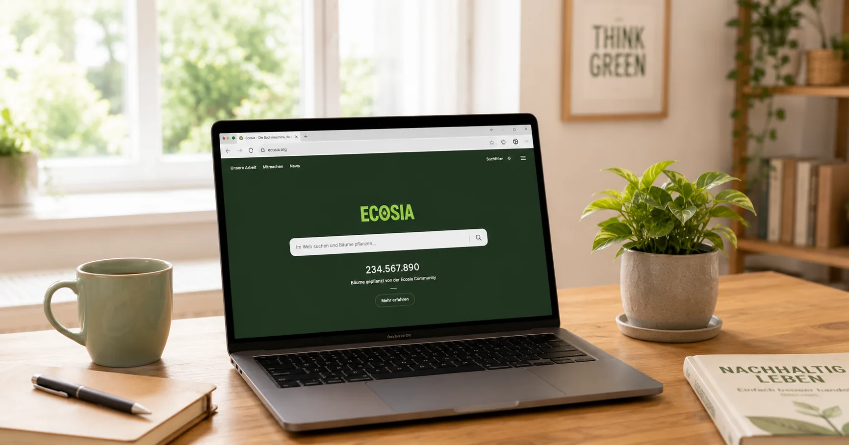 Ecosia - Die gruene Suchmaschine als Startseite