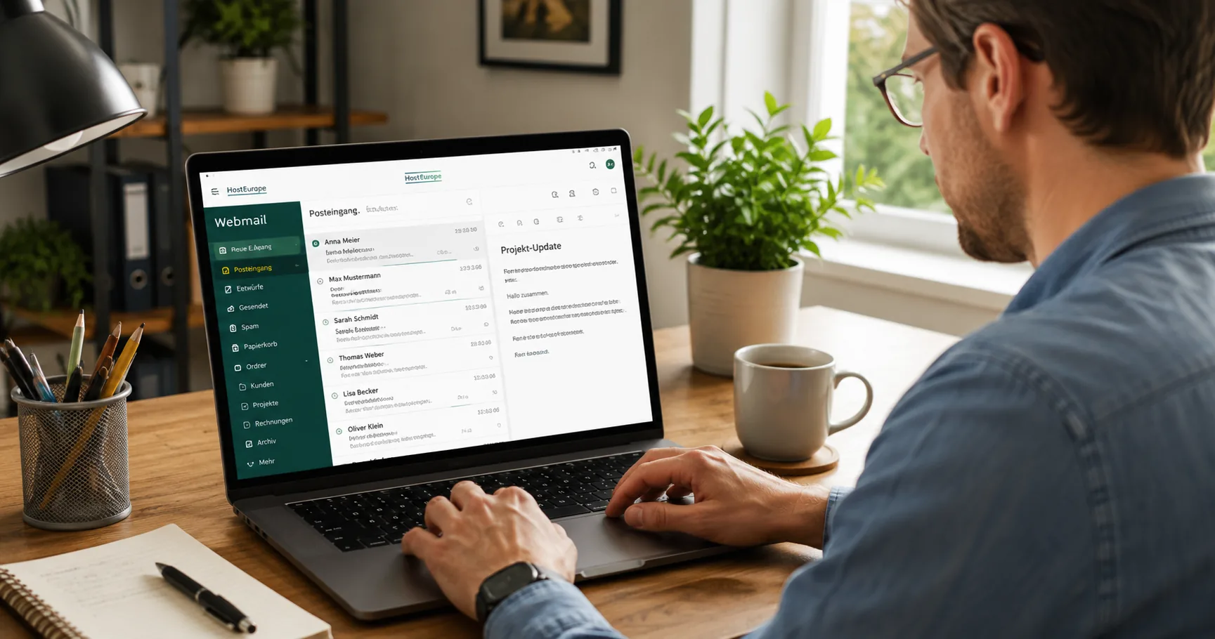 HostEurope Webmailer - Login-Seite im Browser