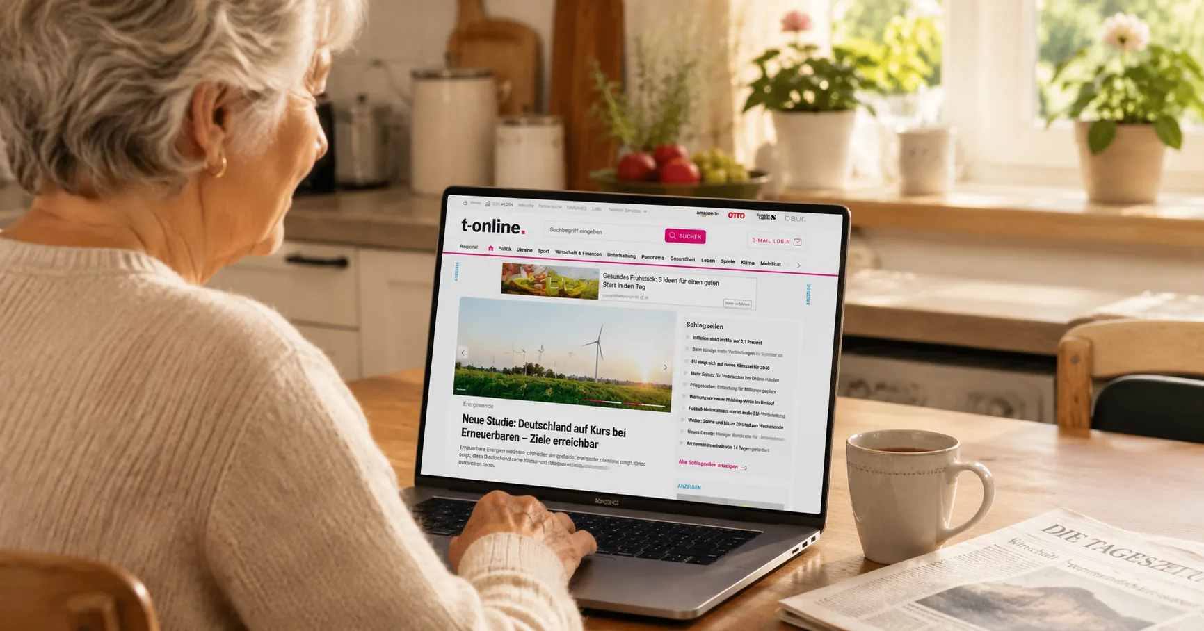 T-Online - Nachrichtenportal und E-Mail als Startseite