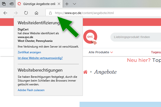QVC.de Sicher per HTTPS online shoppen