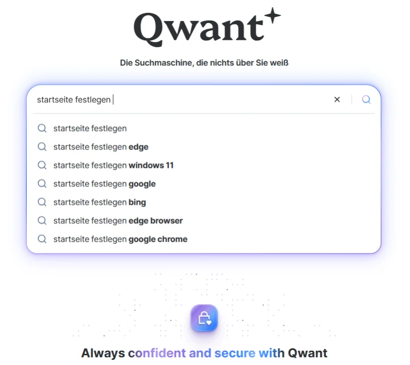Qwant-Startseite mit Suchvorschlaegen fuer startseite festlegen edge windows google bing