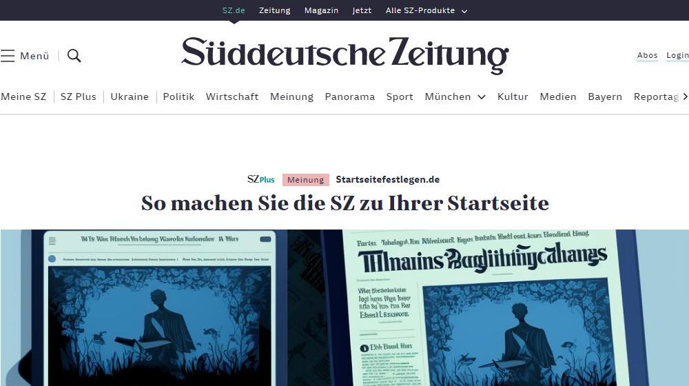 Süddeutsche Zeitung als Startseite festlegen