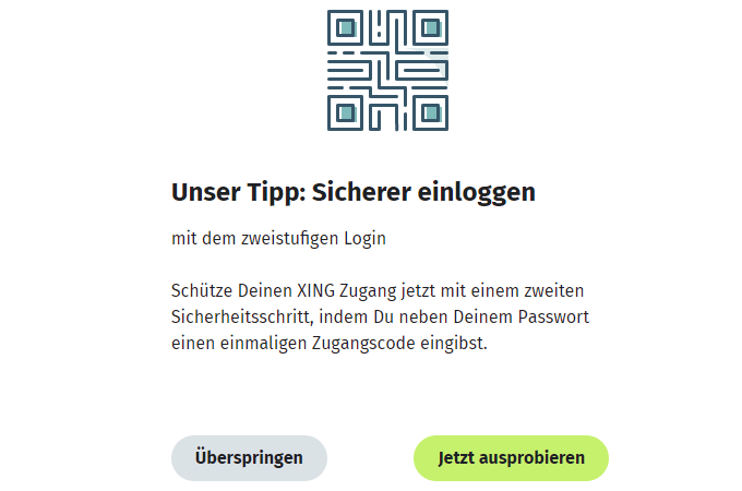 Xing: Login mit sicherem zweistufiges Login